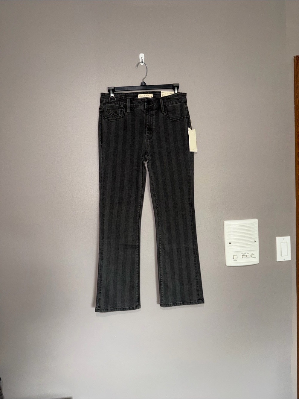 Black Vertical-Stripe Crop Demi Flare Jeans - Women